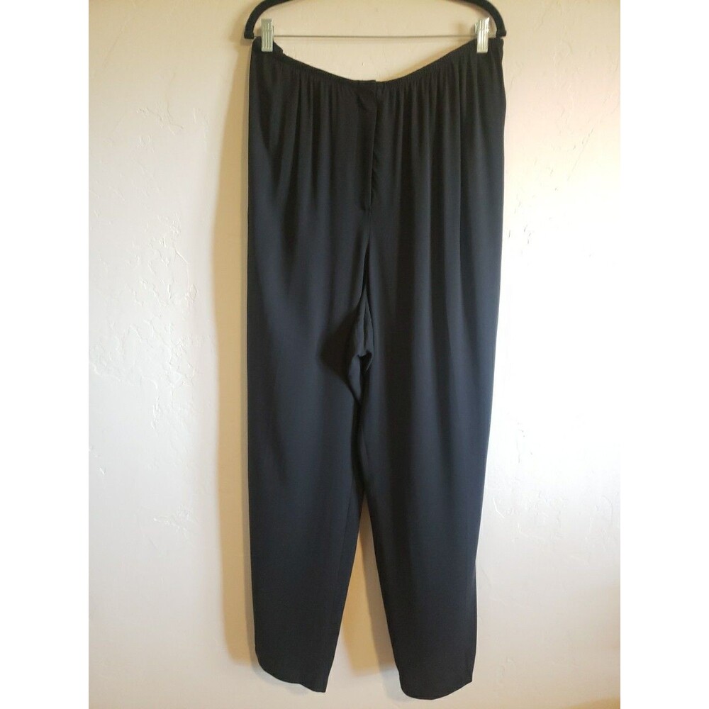 Eileen Fisher Pants 100% Silk Womens Wide Leg Size 3X Plus Size Black Dressy